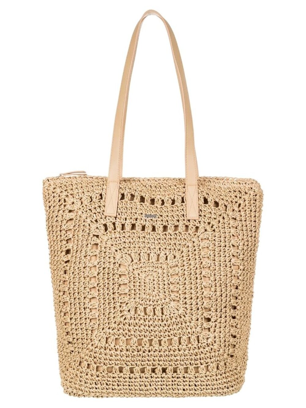 Women's Straw Beach Tote Bag Zip Closure Lightweight Travel Vacation